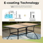 MAISON ARTS Outdoor Patio Dining Set with 6 Swivel Chairs and 1 Rectangular Umbrella Wood Like Table