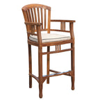 Chic Teak 9 Piece Teak Wood Orleans Bar Table/Chair Set With Cushions