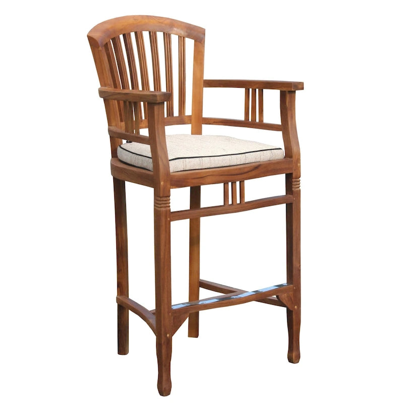 Chic Teak 9 Piece Teak Wood Orleans Bar Table/Chair Set With Cushions
