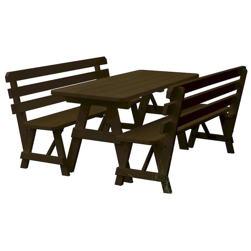 Tavolo da Picnic in Pino da 2,4 m con 2 Panche con Schienale