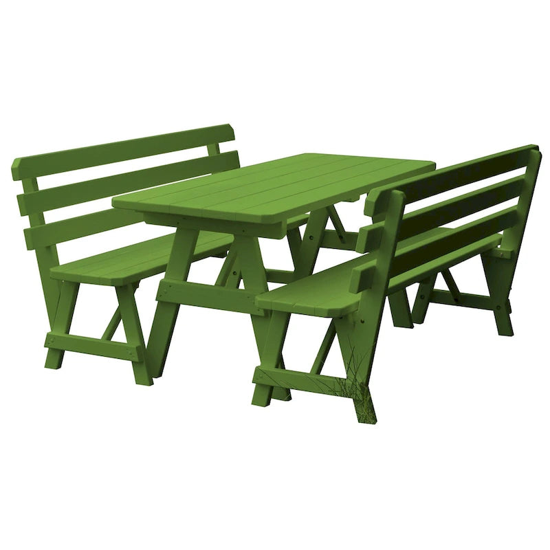Tavolo da Picnic in Pino da 2,4 m con 2 Panche con Schienale