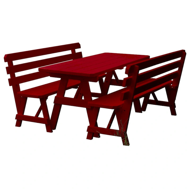 Tavolo da Picnic in Pino da 2,4 m con 2 Panche con Schienale