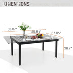 MAISON ARTS Seats up to 6/8 Outdoor Patio Dining Set, 6/8 Metal Swivel Chairs, 1 Rectangular Expandable Table