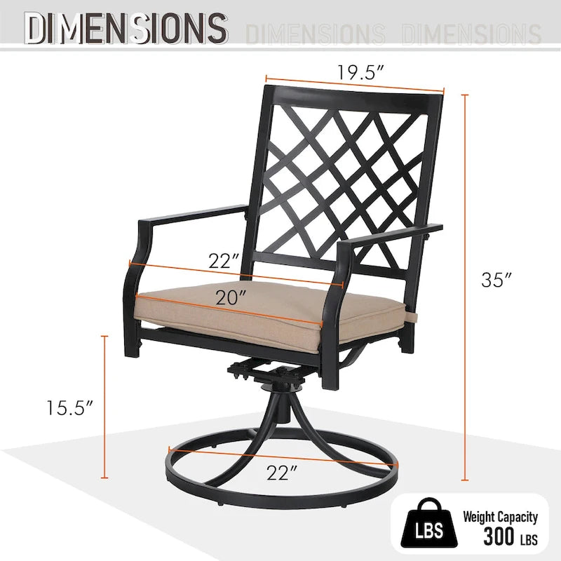 MAISON ARTS Seats up to 6/8 Outdoor Patio Dining Set, 6/8 Metal Swivel Chairs, 1 Rectangular Expandable Table
