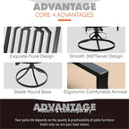 MAISON ARTS 3-Pcs Outdoor Dining Set,1 Steel Swivel Dining Chair with Cushion and 1 Black Small Metal Square Coffee Table