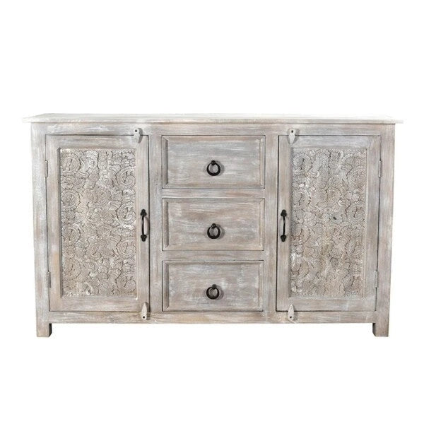 Handmade Antique Finish 2-door Sideboard Cabinet (India)