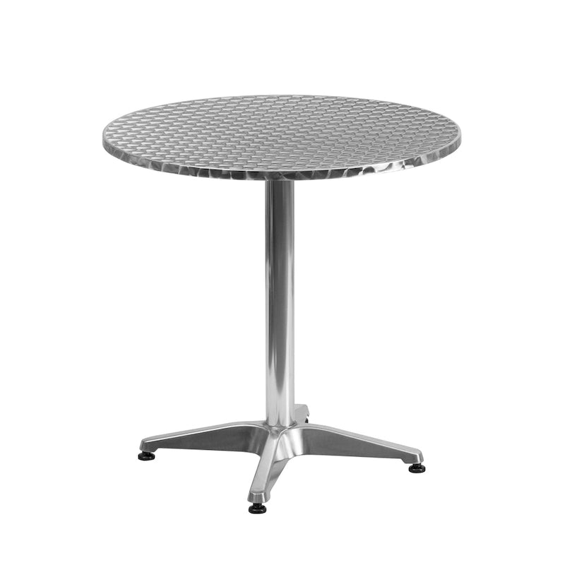 27.5  Round Aluminum Indoor-Outdoor Table Set with 2 Rattan Chairs - 27.5 W x 27.5 D x 27.5 H - 27.5 W x 27.5 D x 27.5 H