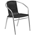 27.5  Round Aluminum Indoor-Outdoor Table Set with 2 Rattan Chairs - 27.5 W x 27.5 D x 27.5 H - 27.5 W x 27.5 D x 27.5 H