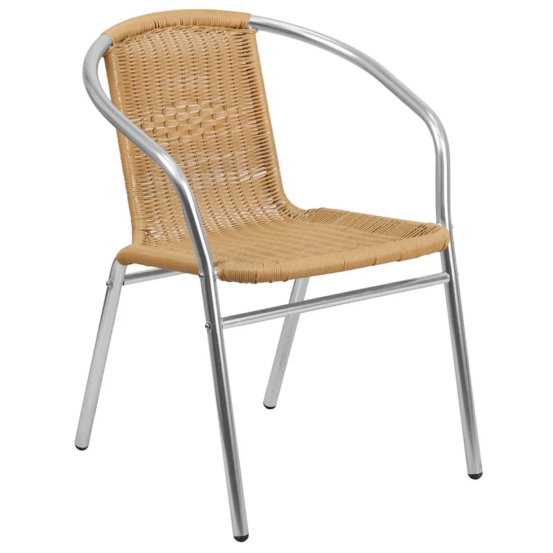 27.5  Round Aluminum Indoor-Outdoor Table Set with 2 Rattan Chairs - 27.5 W x 27.5 D x 27.5 H - 27.5 W x 27.5 D x 27.5 H
