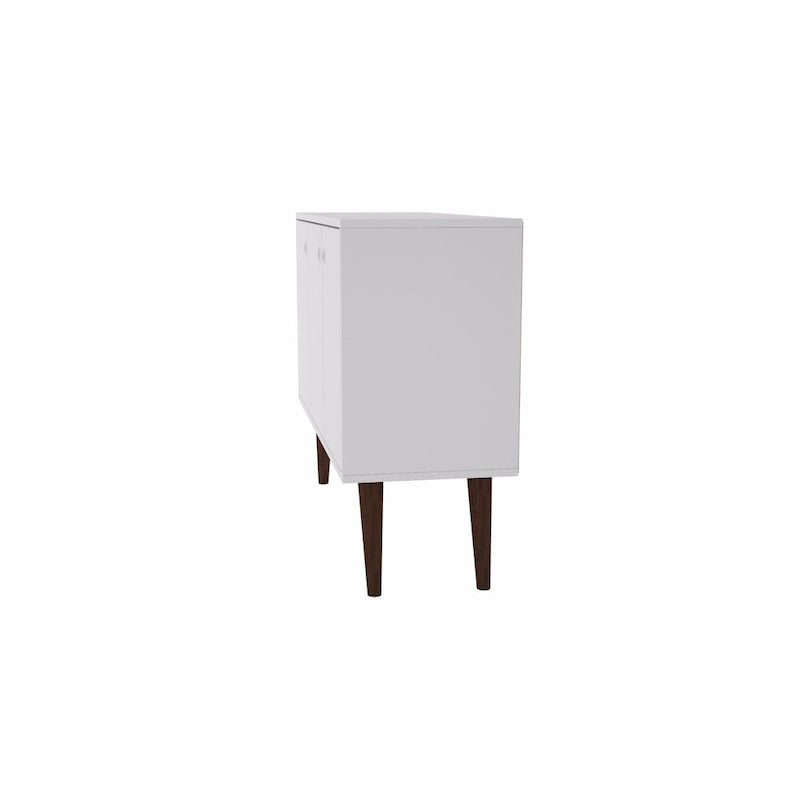 35.43" Mid-Century Modern Buffet Stand with 3 Shelves 3 Doors Storage Cabinet Glossy Finish Sideboard