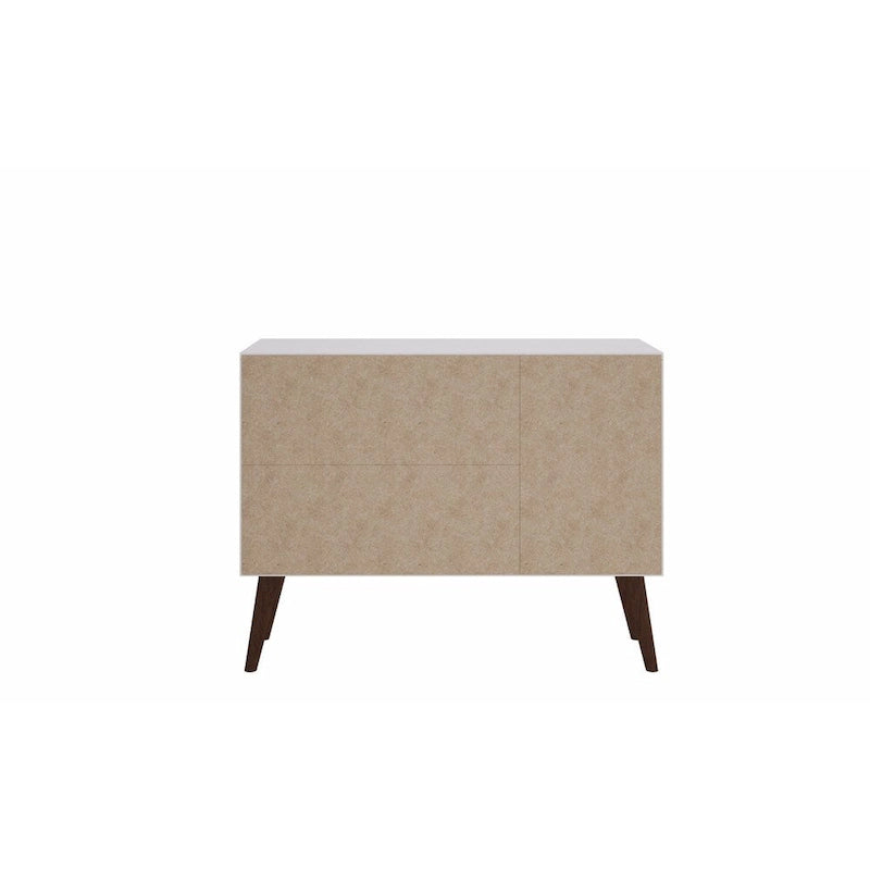 35.43" Mid-Century Modern Buffet Stand with 3 Shelves 3 Doors Storage Cabinet Glossy Finish Sideboard
