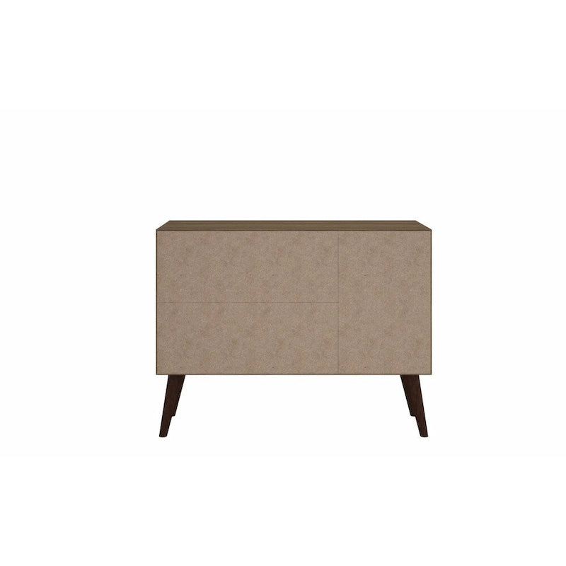 35.43" Mid-Century Modern Buffet Stand with 3 Shelves 3 Doors Storage Cabinet Glossy Finish Sideboard