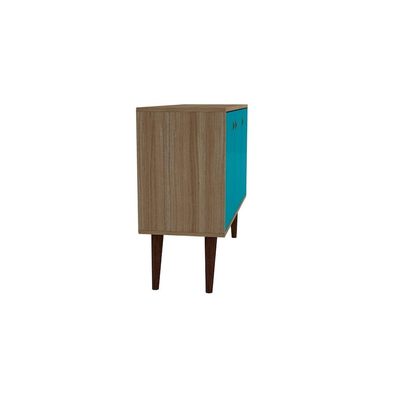 35.43" Mid-Century Modern Buffet Stand with 3 Shelves 3 Doors Storage Cabinet Glossy Finish Sideboard