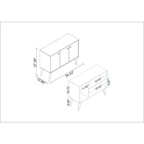 35.43" Mid-Century Modern Buffet Stand with 3 Shelves 3 Doors Storage Cabinet Glossy Finish Sideboard