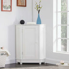 Triangle Corner Bathroom Storage Cabinet 31.5" H x 24.72" W - 2 Shelf MDF Wood Organizer with Ceramic Knobs - Black Brown