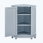 Triangle Corner Bathroom Storage Cabinet 31.5" H x 24.72" W - 2 Shelf MDF Wood Organizer with Ceramic Knobs - Black Brown
