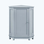 Triangle Corner Bathroom Storage Cabinet 31.5" H x 24.72" W - 2 Shelf MDF Wood Organizer with Ceramic Knobs - Black Brown