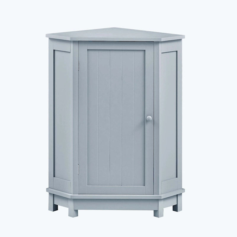 Triangle Corner Bathroom Storage Cabinet 31.5" H x 24.72" W - 2 Shelf MDF Wood Organizer with Ceramic Knobs - Black Brown
