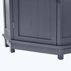 Triangle Corner Bathroom Storage Cabinet 31.5" H x 24.72" W - 2 Shelf MDF Wood Organizer with Ceramic Knobs - Black Brown