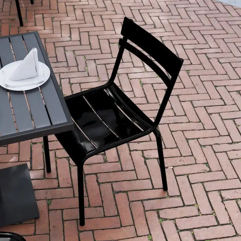 Indoor/Outdoor Commercial Grade Modern Metal Slat Barstools (Set of 4)