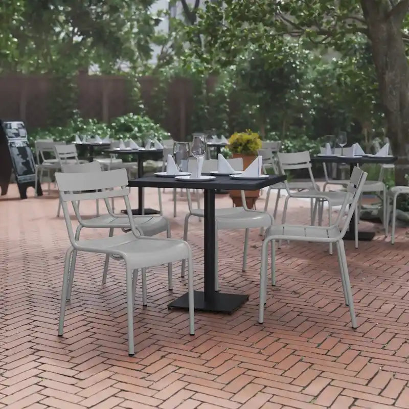 Indoor/Outdoor Commercial Grade Modern Metal Slat Barstools (Set of 4)