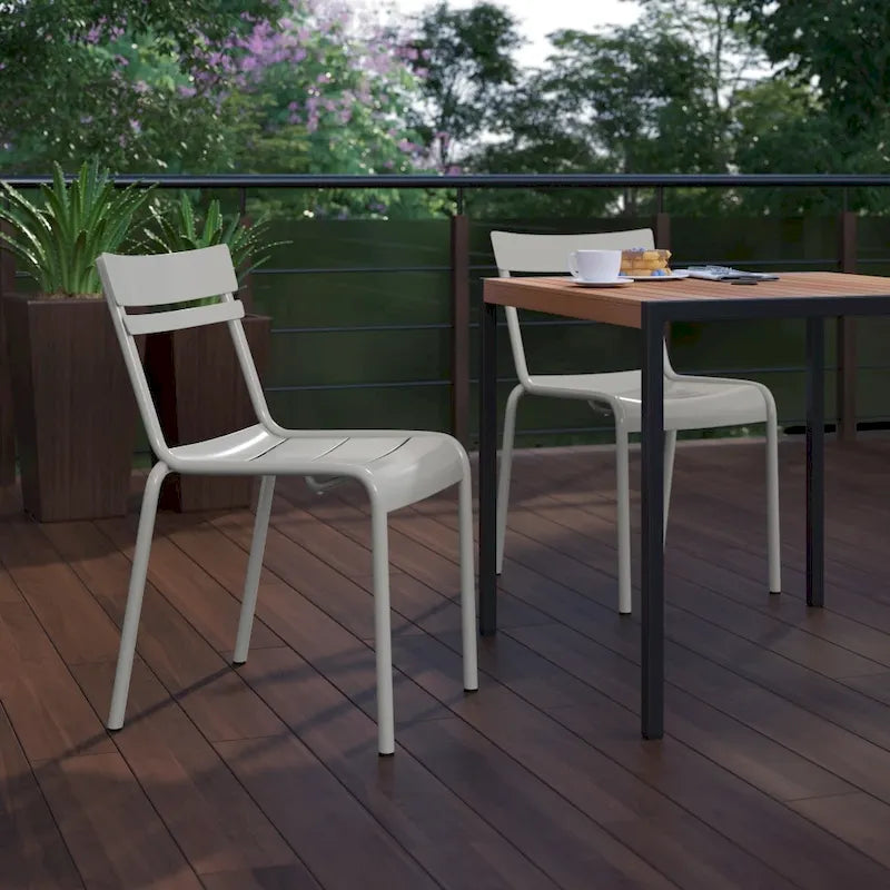 Indoor/Outdoor Commercial Grade Modern Metal Slat Barstools (Set of 4)