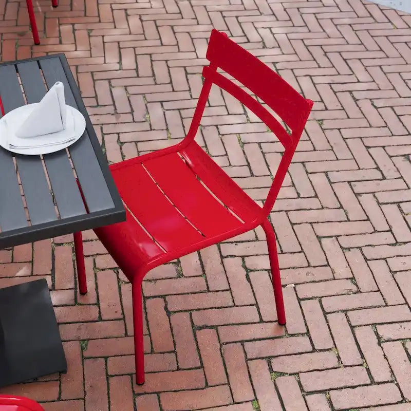 Indoor/Outdoor Commercial Grade Modern Metal Slat Barstools (Set of 4)