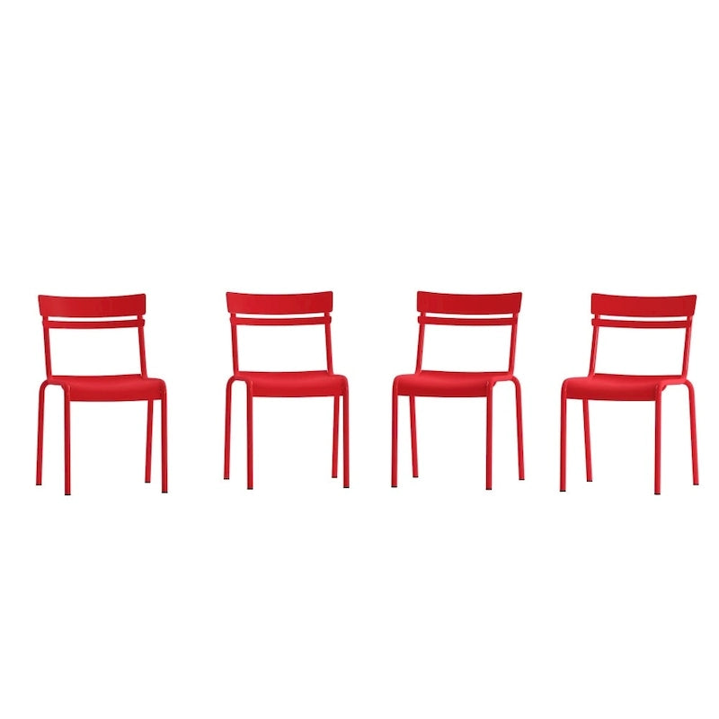 Indoor/Outdoor Commercial Grade Modern Metal Slat Barstools (Set of 4)