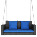 Outdoor 2-Person Wicker Porch Swing Bench with Cushion