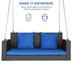 Outdoor 2-Person Wicker Porch Swing Bench with Cushion