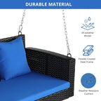 Outdoor 2-Person Wicker Porch Swing Bench with Cushion