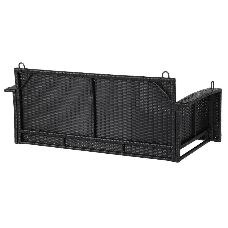 Outdoor 2-Person Wicker Porch Swing Bench with Cushion