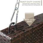 Outdoor 2-Person Wicker Porch Swing Bench with Cushion