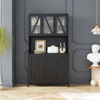 Pantry Storage Cabinet with Glass Doors - N/A
