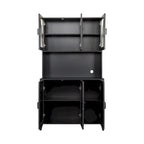 Pantry Storage Cabinet with Glass Doors - N/A