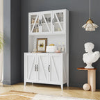 Pantry Storage Cabinet with Glass Doors - N/A