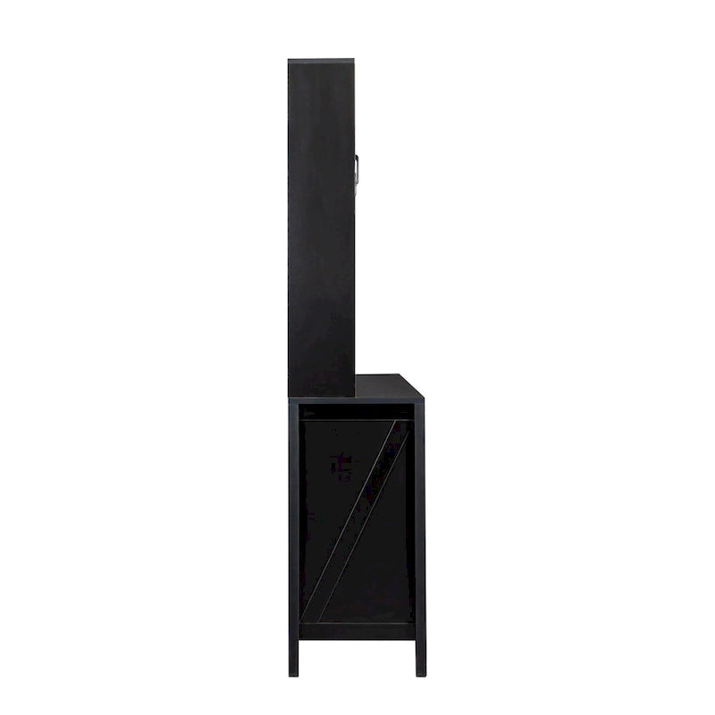 Pantry Storage Cabinet with Glass Doors - N/A