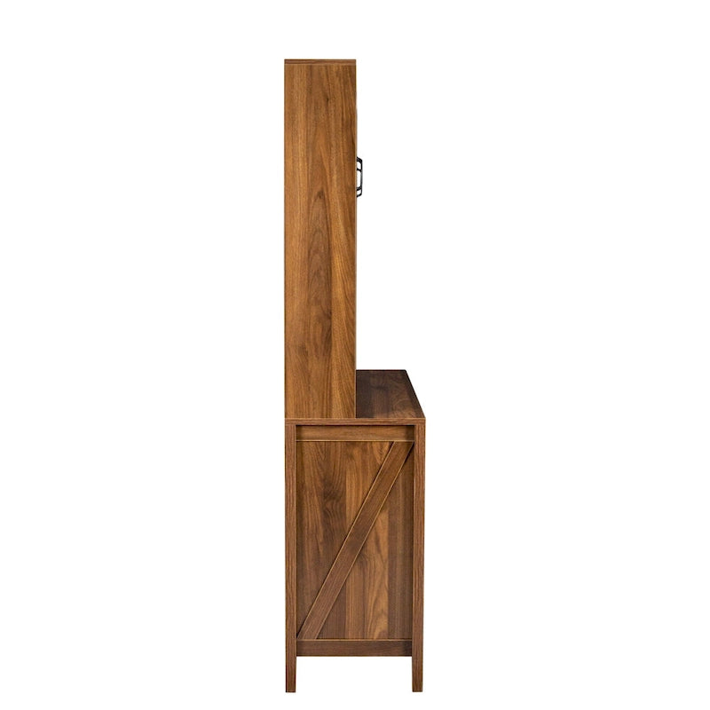 Pantry Storage Cabinet with Glass Doors - N/A