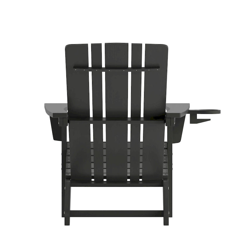 Set of 4 Commercial All-Weather Adirondack Chairs with Cupholders