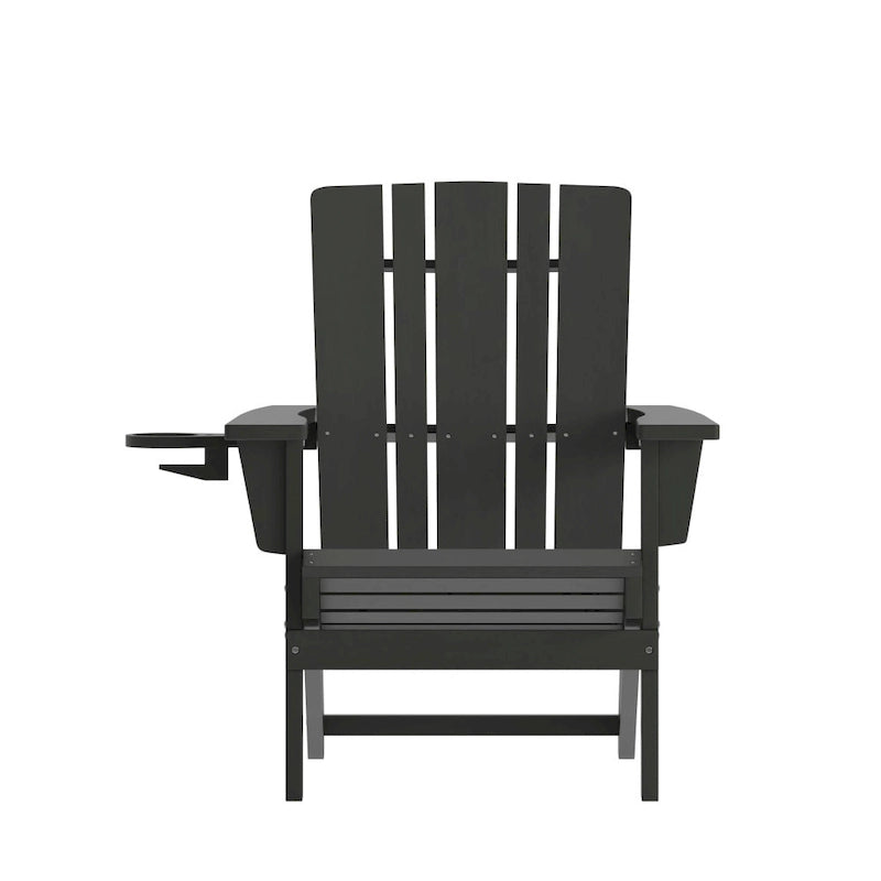 Set of 4 Commercial All-Weather Adirondack Chairs with Cupholders