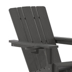 Set of 4 Commercial All-Weather Adirondack Chairs with Cupholders