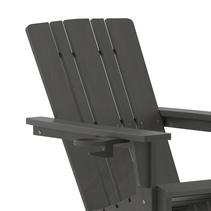Set of 4 Commercial All-Weather Adirondack Chairs with Cupholders