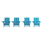 Set of 4 Commercial All-Weather Adirondack Chairs with Cupholders