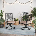 MAISON ARTS 2-Piece Metal Patio Dining Swivel Chairs with Cushions