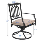 MAISON ARTS 2-Piece Metal Patio Dining Swivel Chairs with Cushions
