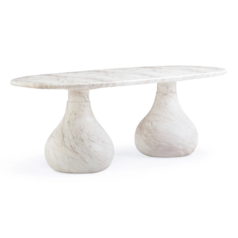 Smooch Concrete Indoor / Outdoor Pedestal 87 inch Oval Dining Table