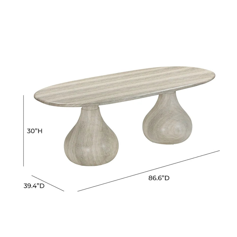 Smooch Concrete Indoor / Outdoor Pedestal 87 inch Oval Dining Table