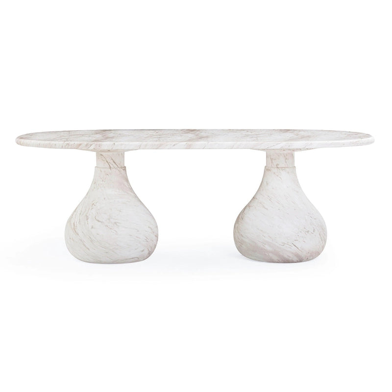 Smooch Concrete Indoor / Outdoor Pedestal 87 inch Oval Dining Table