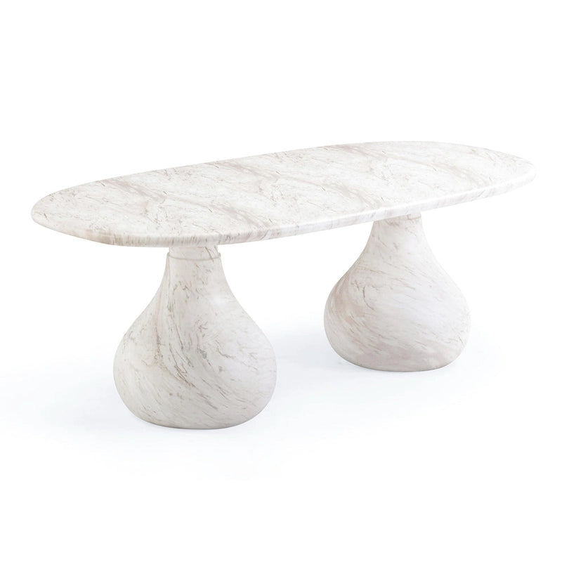Smooch Concrete Indoor / Outdoor Pedestal 87 inch Oval Dining Table