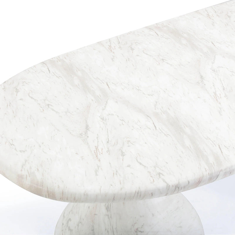 Smooch Concrete Indoor / Outdoor Pedestal 87 inch Oval Dining Table